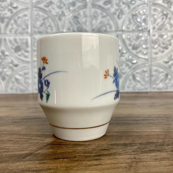 Vintage Pair of Blue Floral Japanese Tea Cups, Otagiri OMC, Saki Cups - Picture 7 of 9